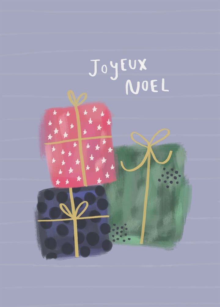 Cute Christmas Presents Open Send - Joyeux Noel Card