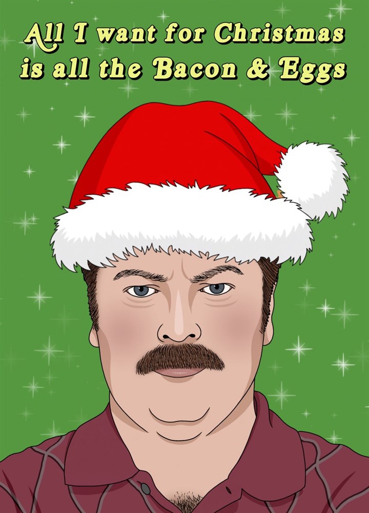 Ron Swanson Christmas Bacon & Eggs Card