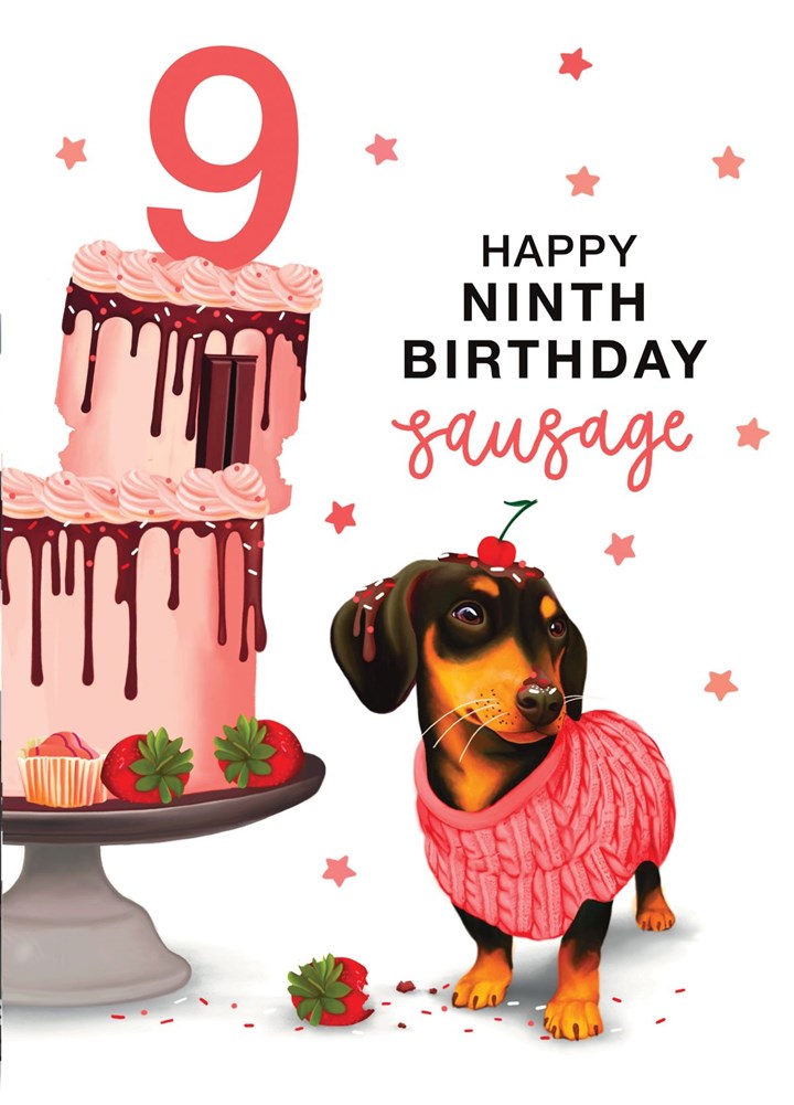 9th Sausage Dog Birthday Card