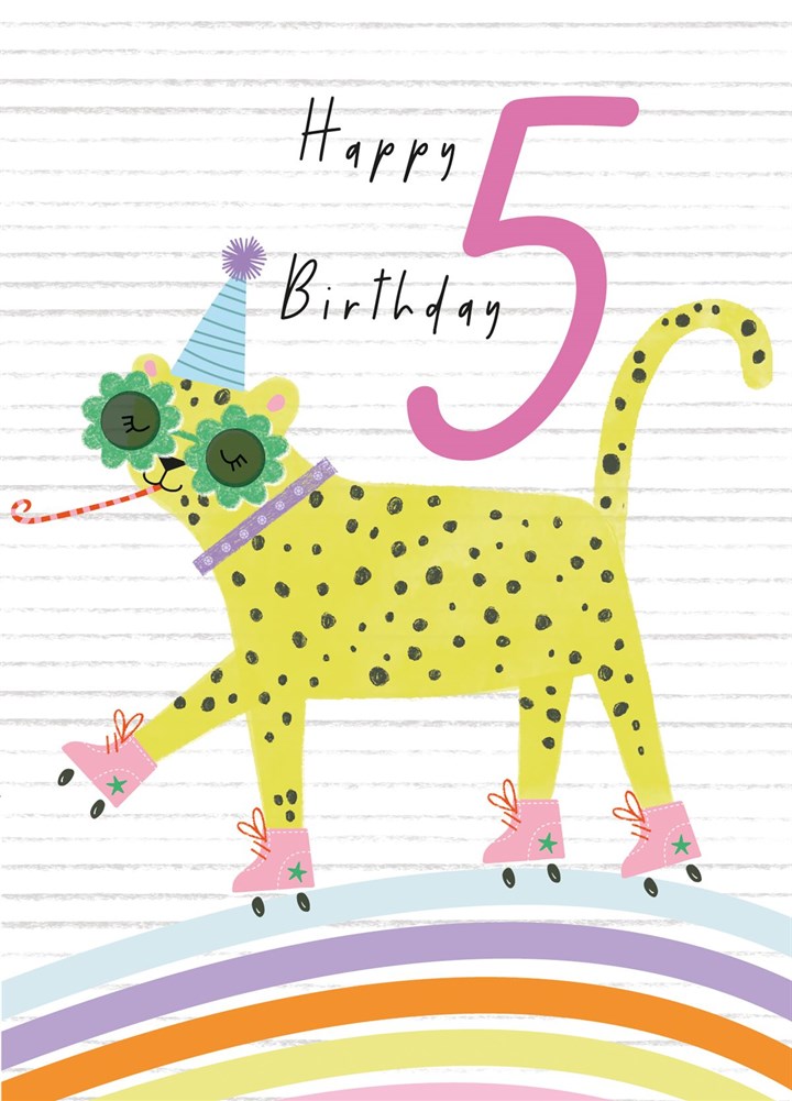 Happy 5th Birthday Leopard Card
