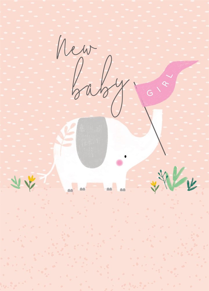 New Baby Girl Elephant Flag Card