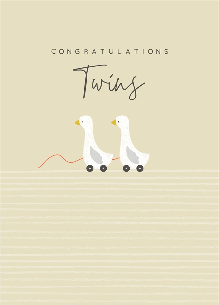 Congratulations, Twins ! Two Little Ducks Card
