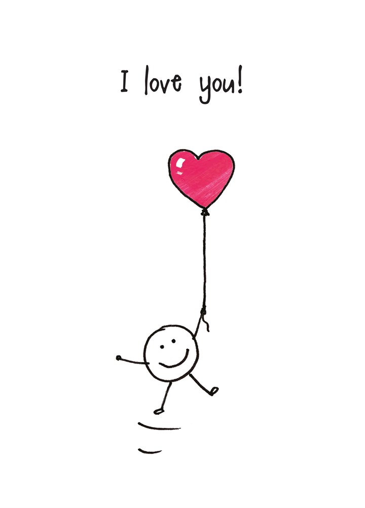 Love You Heart Balloon Card