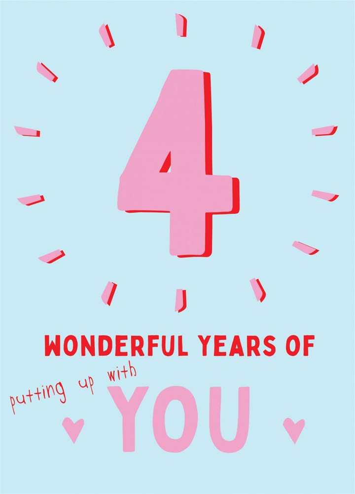 4 Wonderful Years - Happy Anniversary Card