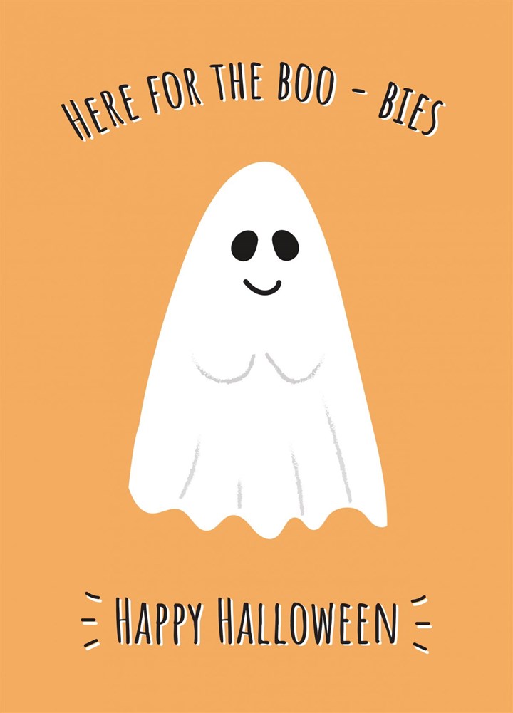 Here For The Boo-bies - Happy Halloween Card