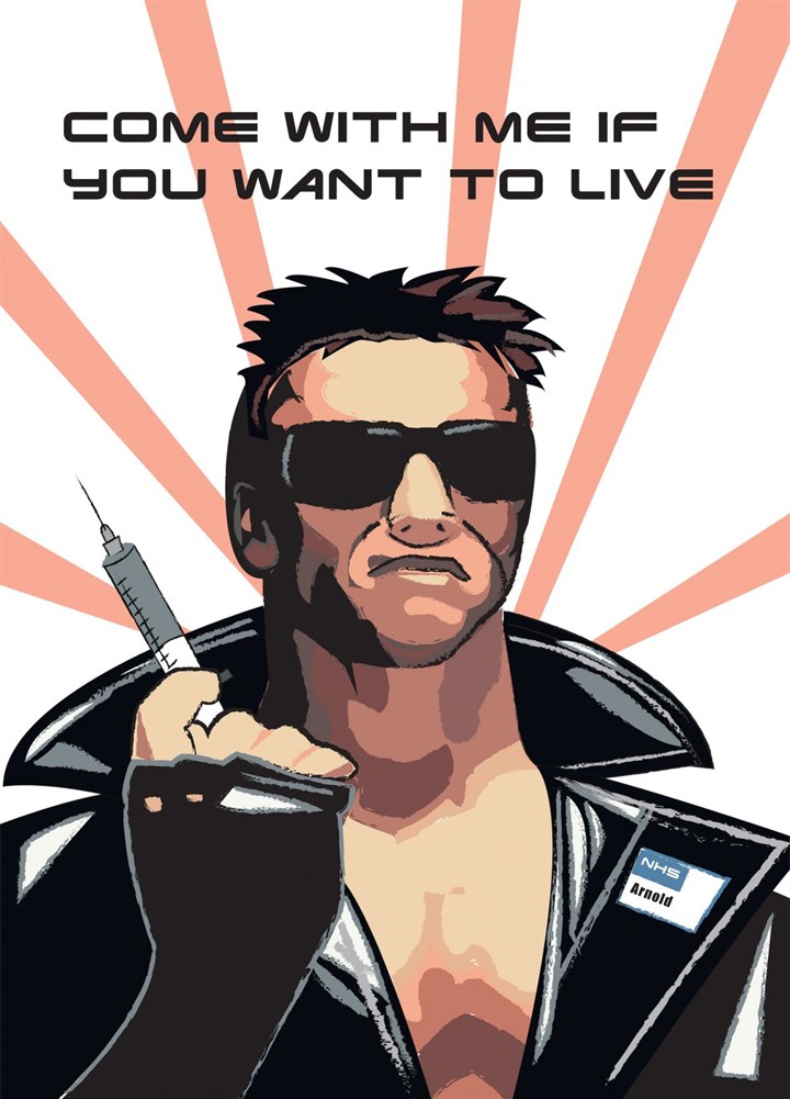 Arnie Terminator Vaccine Birthday Card