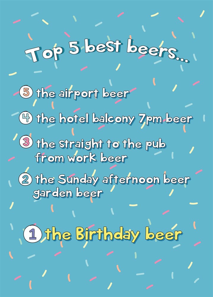 Top 5 Beers - Happy Birthday Card