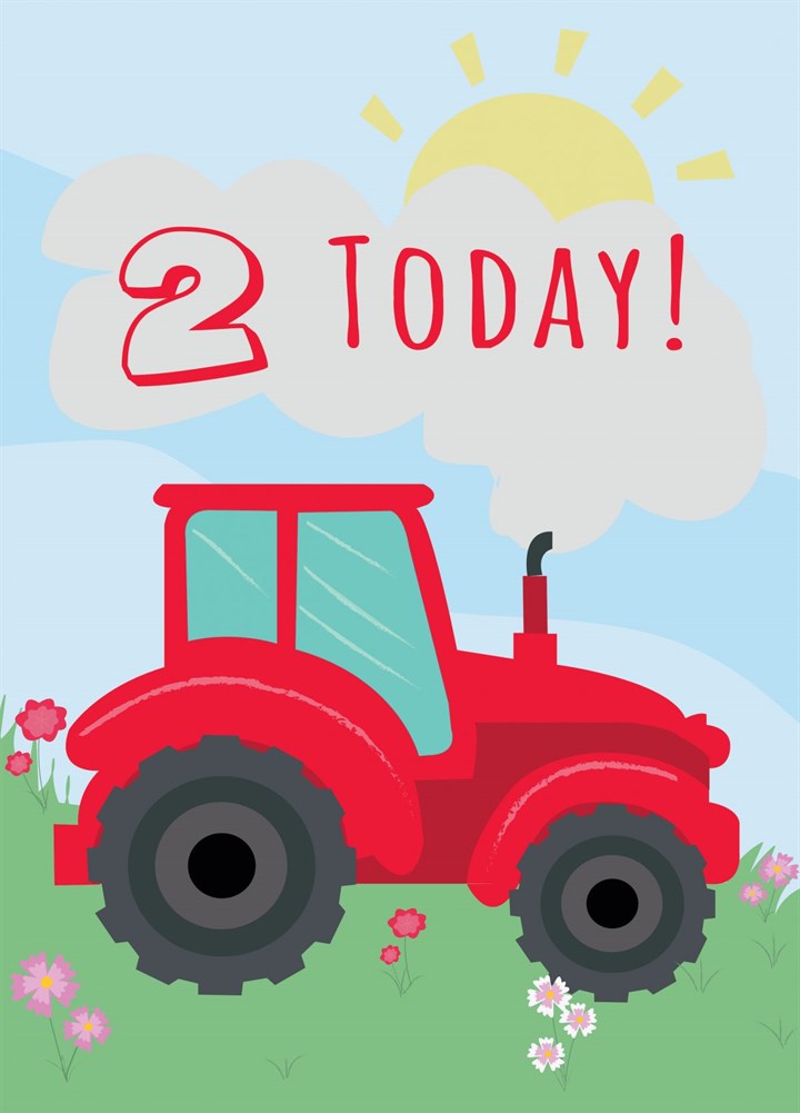 2nd Birthday Tractor Card