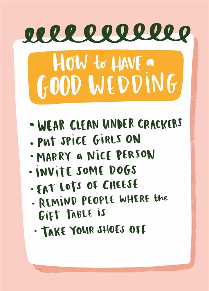 Good Wedding List Card