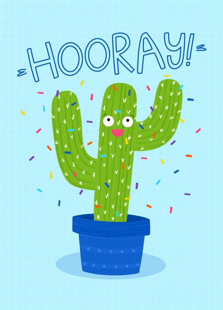 Hooray Cute Cactus Well Done Congratulations Card