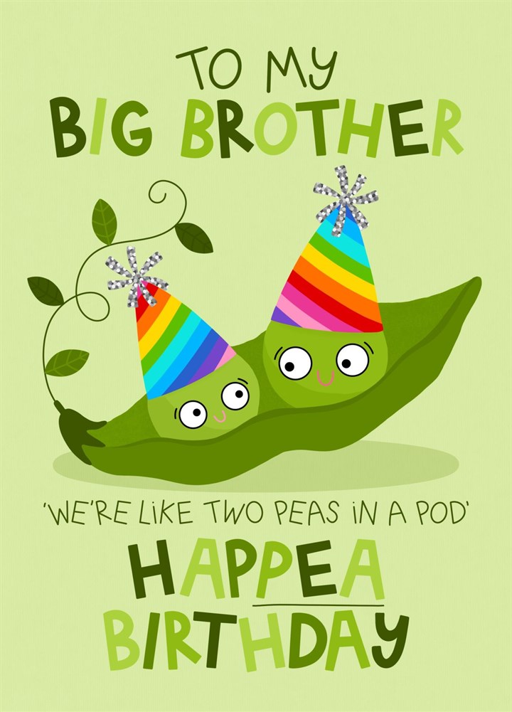 Big Brother Birthday Card Peas In A Pod