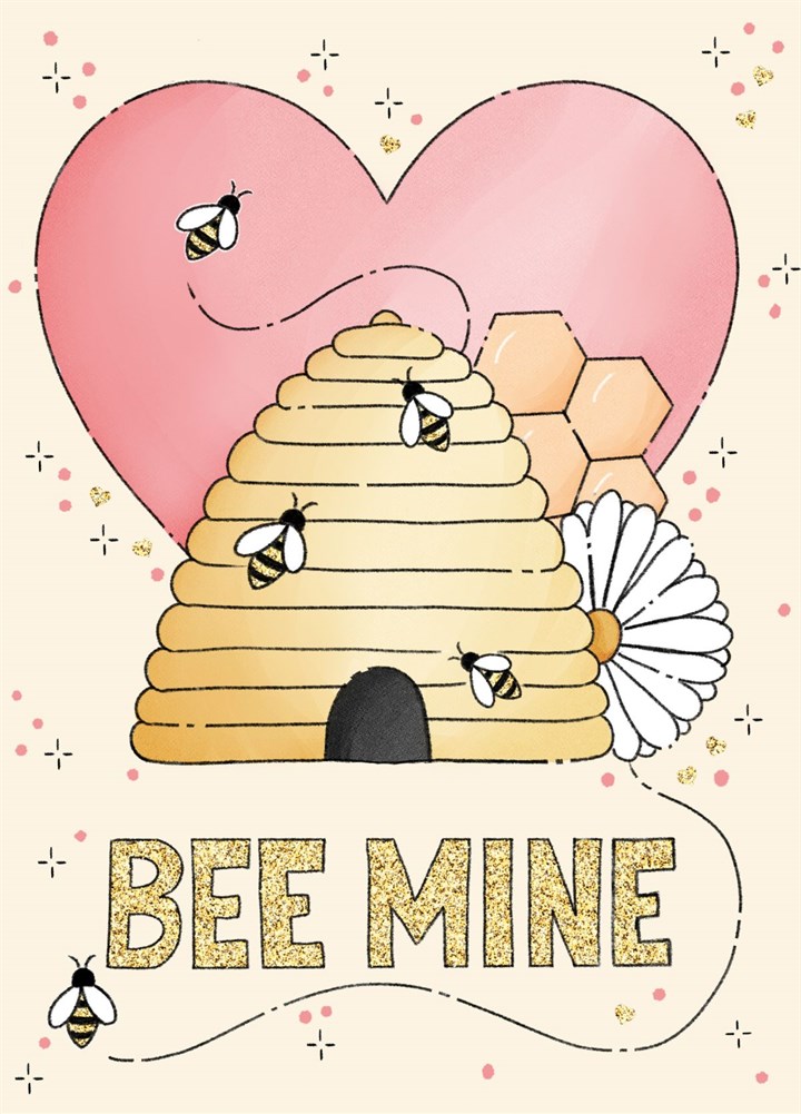 Valentine's Day Card - Bee Mine - Bumble Bee Hive