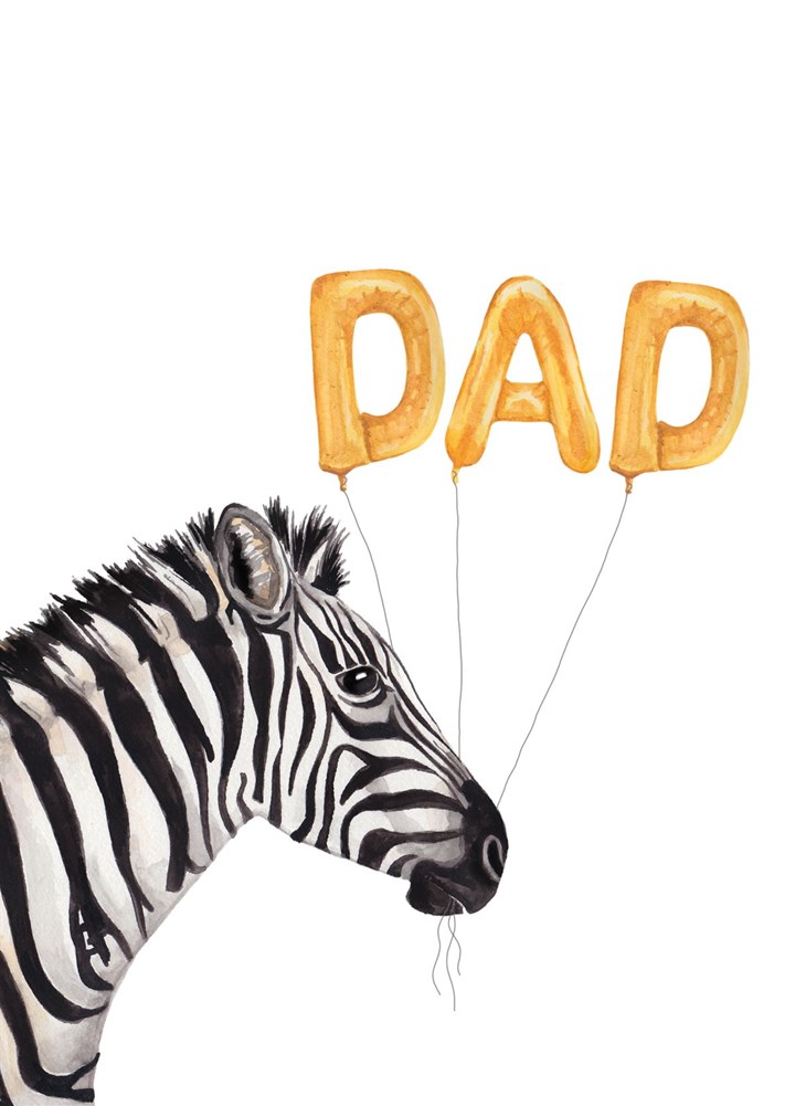 Zebra With A Dad Balloon Card