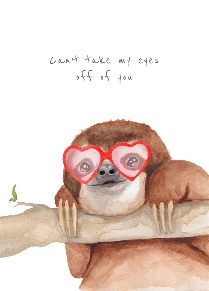Sloth With Heart Glasses Card