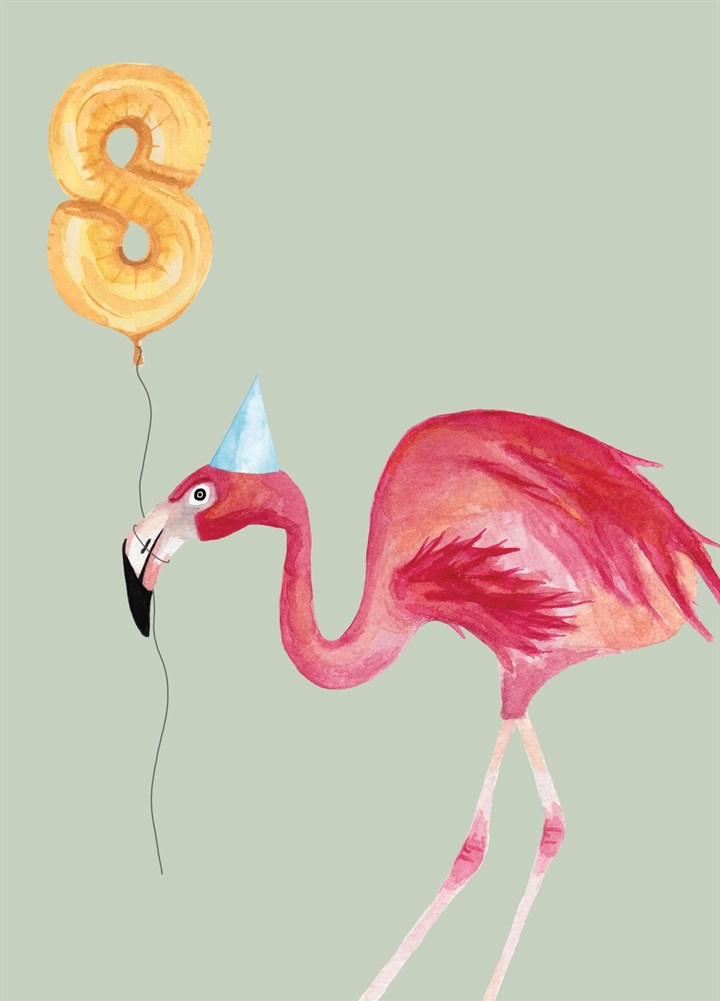 Flamingo 8th Birthday Card