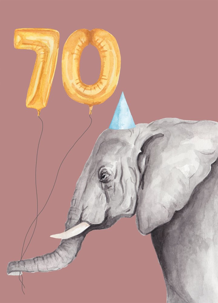 Elephant 70th Birthday Card