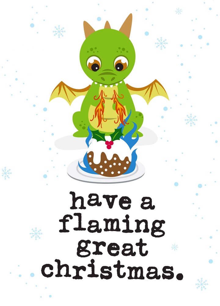 Cute Dragon Funny Christmas Pudding Card