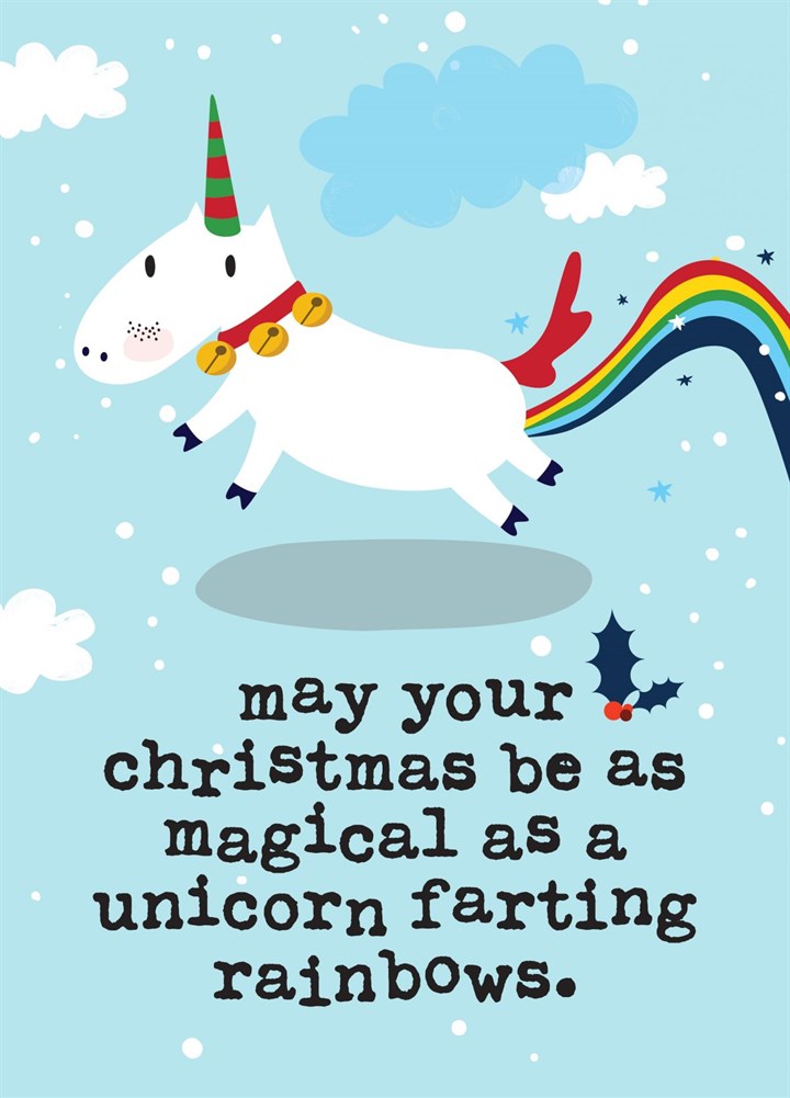 Funny Farting Unicorn Christmas Card For Him / Her