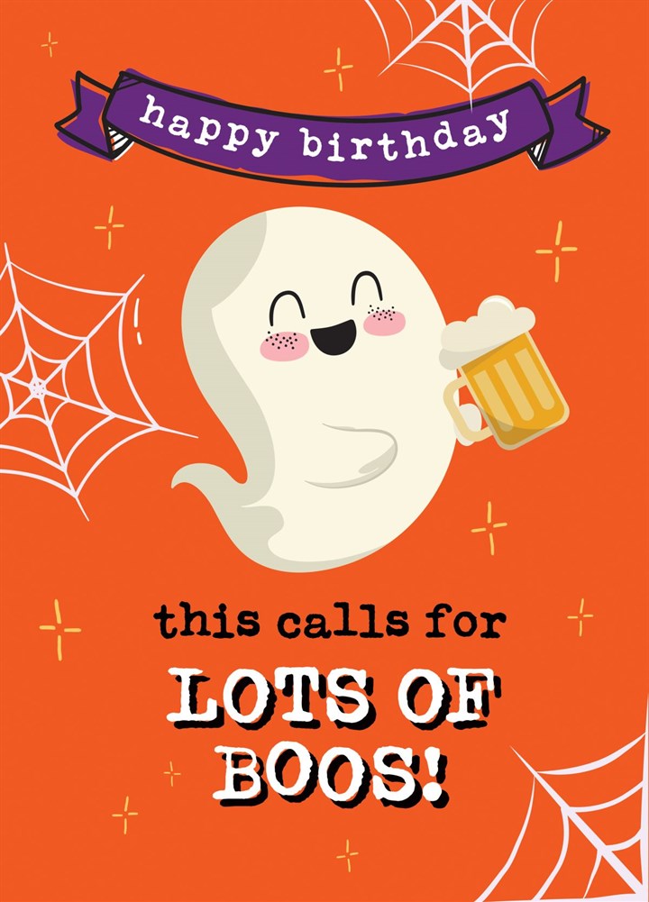 Funny October Birthday Card - Ghost, Booze, Alcohol