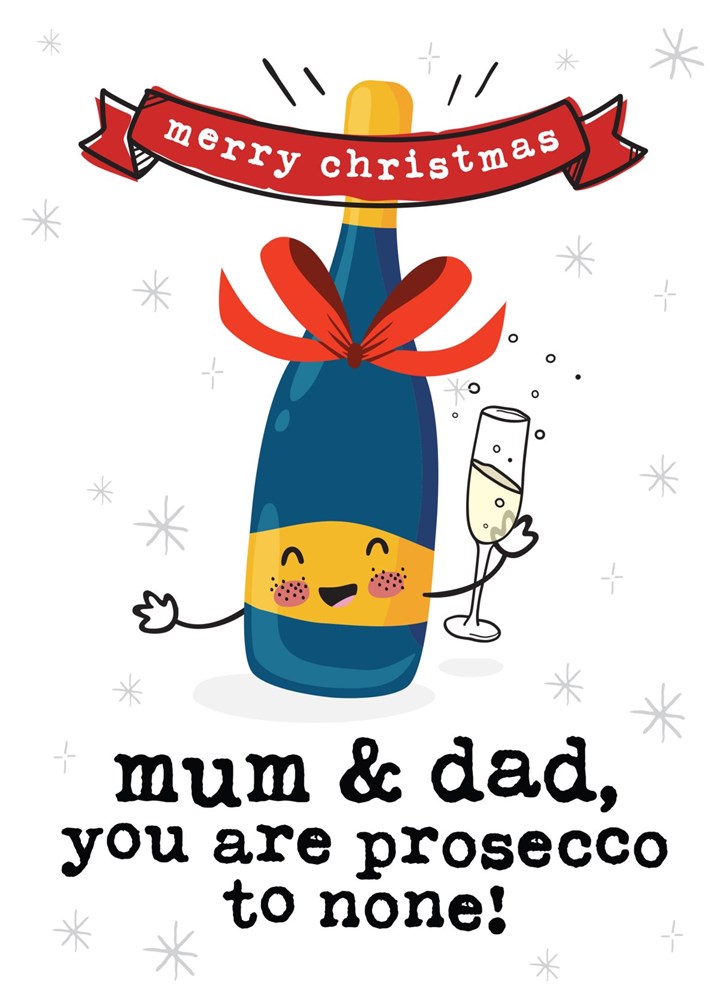 Prosecco Mum & Dad Cute Christmas Card