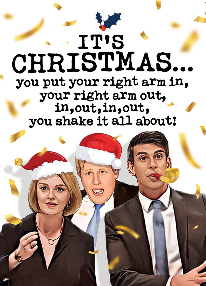 Political Christmas Card - Truss, Boris, Rishi Hokey Cokey