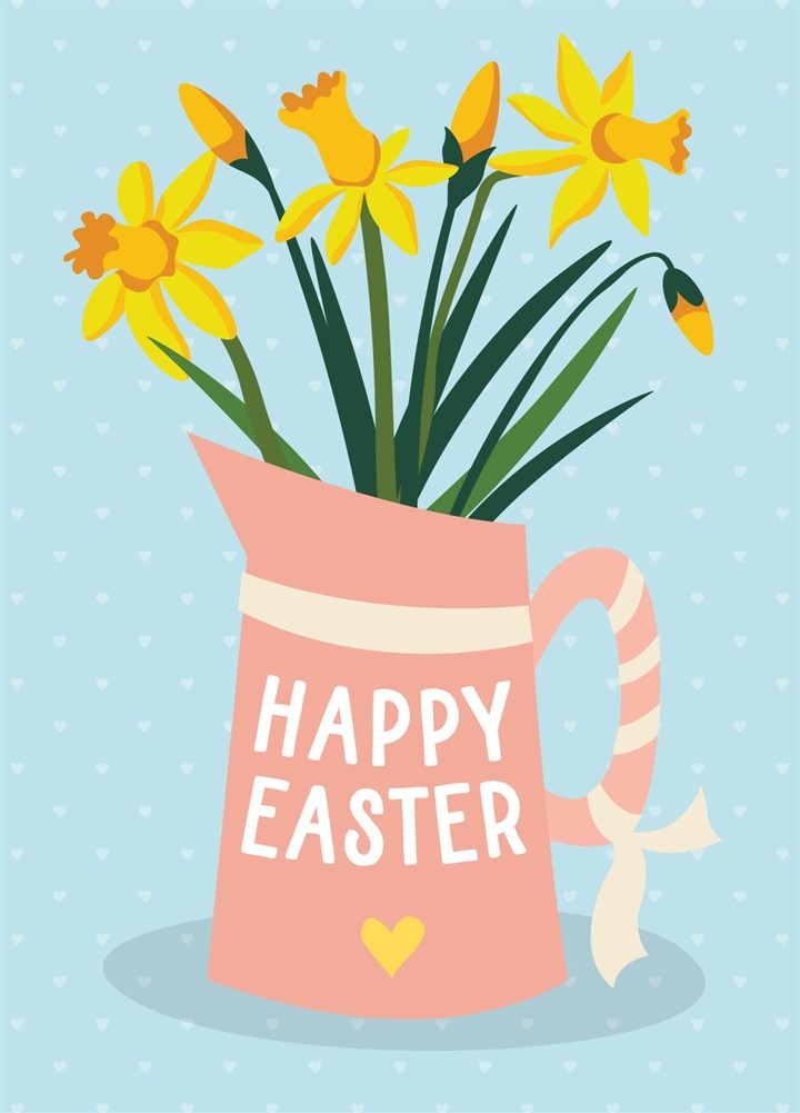 Happy Easter Daffodils In Jug Spring Flowers Card