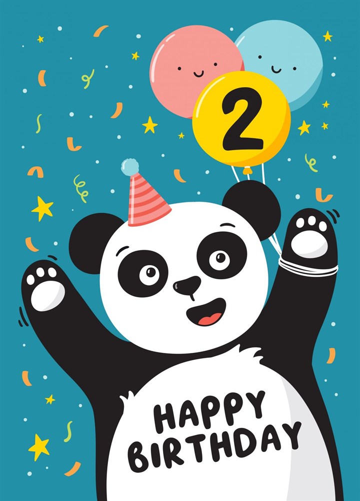 Party Panda 2nd Birthday Card