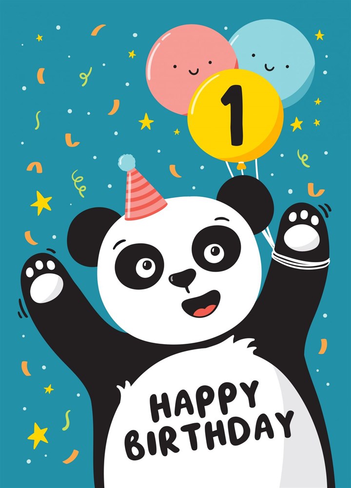 Party Panda 1st Birthday Card