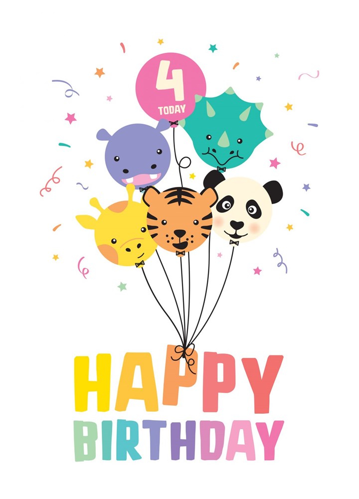 Balloonimals 4th Birthday Card