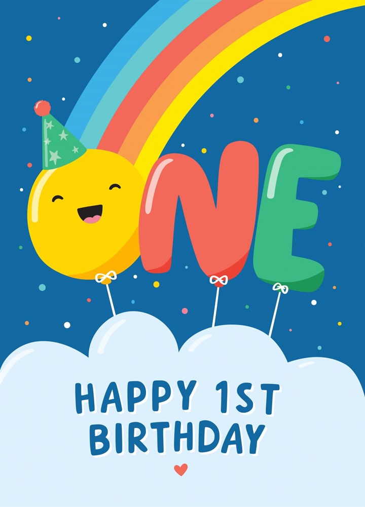 Rainbow 1st Birthday Card