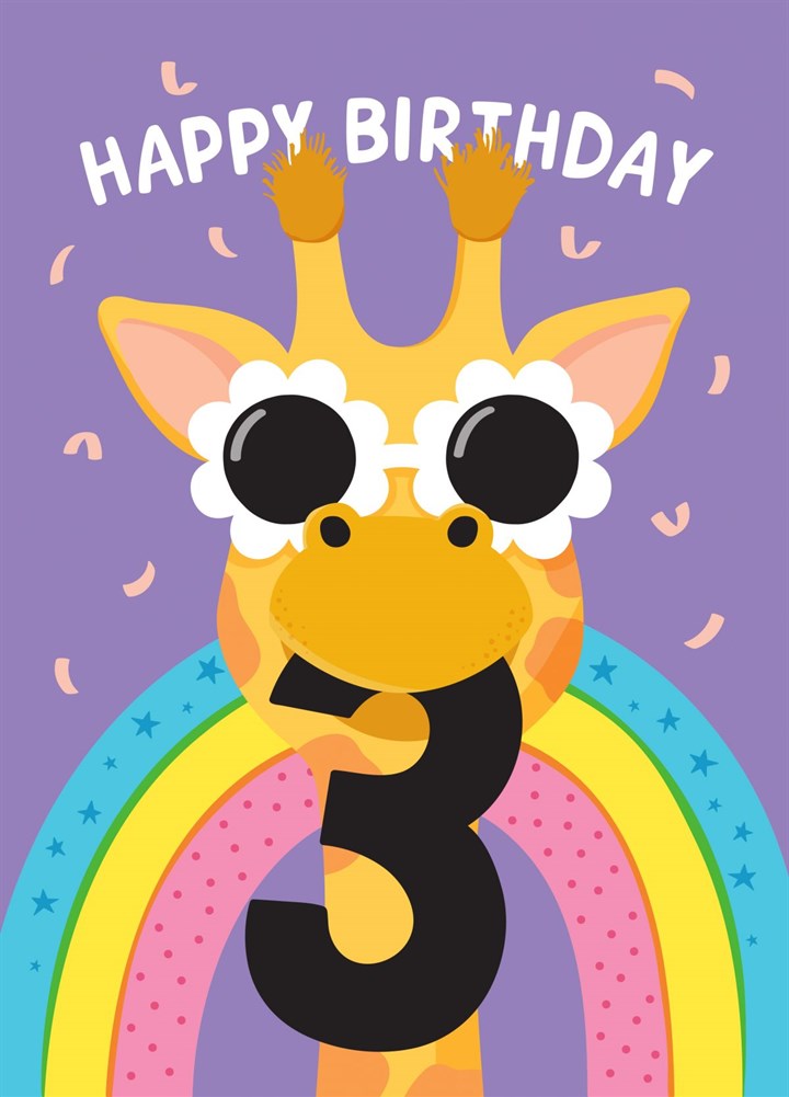 Giraffe 3rd Birthday Card