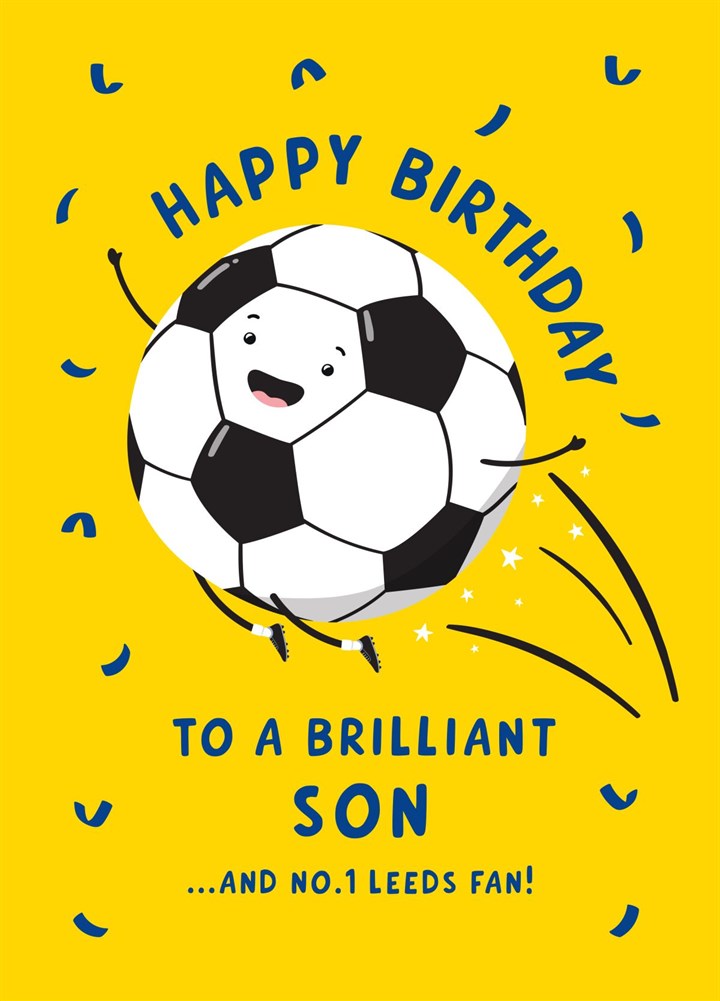 Football Birthday Card Son - Leeds Fan