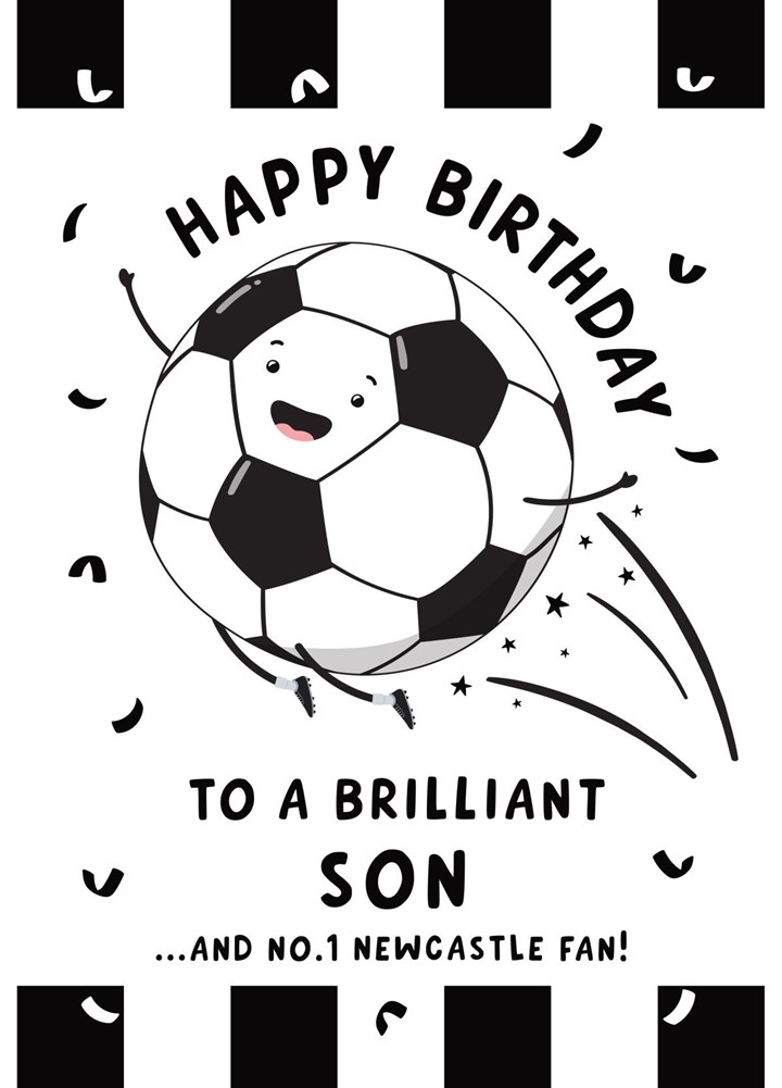 Football Birthday Card Son - Newcastle Fan