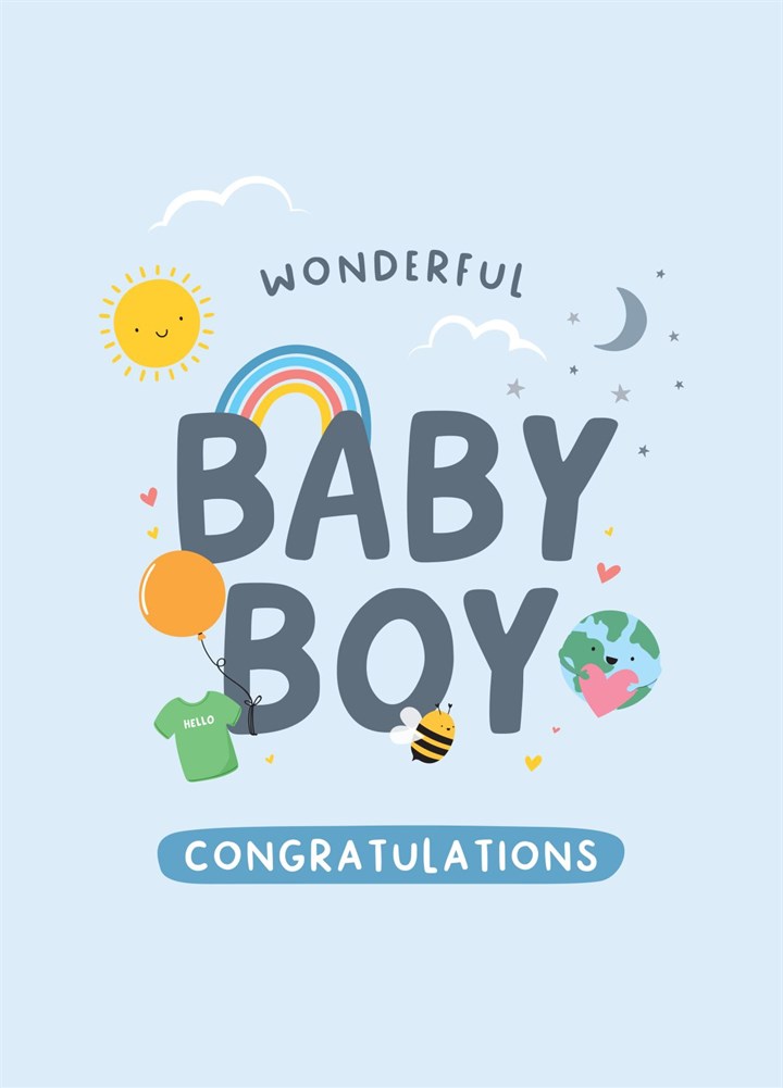 Wonderful Baby Boy Congratulations Card
