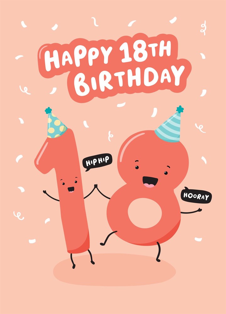Happy Number 18th Birthday Card
