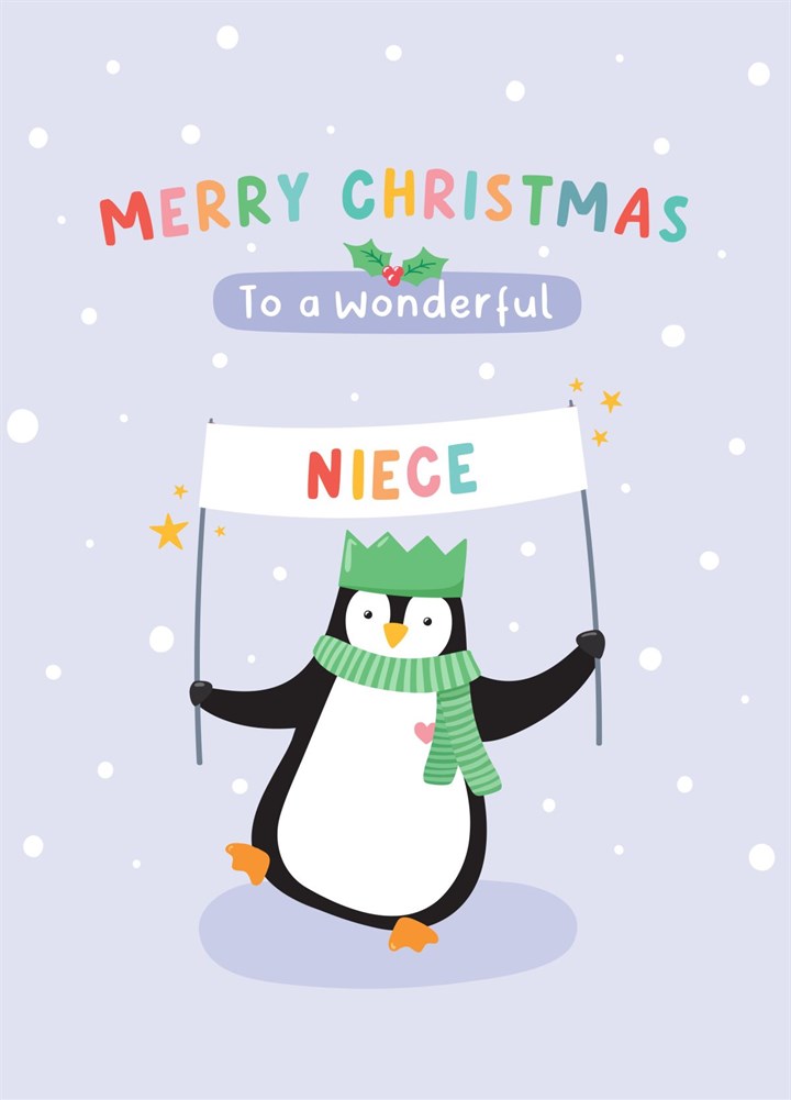 Cute Penguin Christmas Card Niece