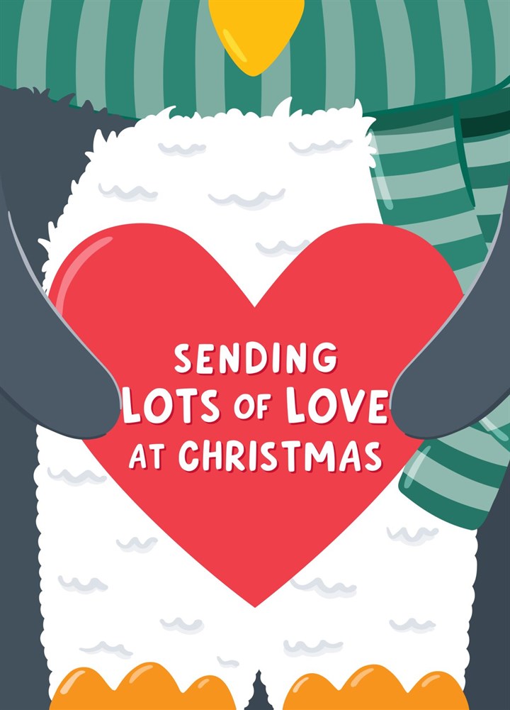 Sending Lots Of Love Penguin Christmas Card