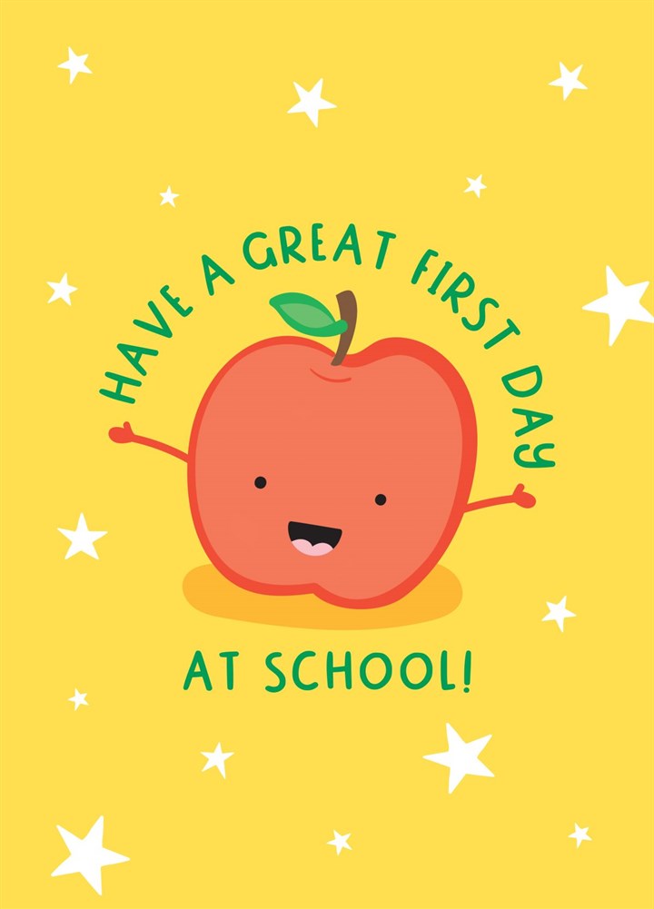 Happy Apple First Day At School Card