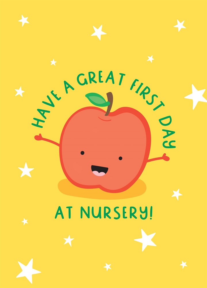 Happy Apple First Day At Nursery Card