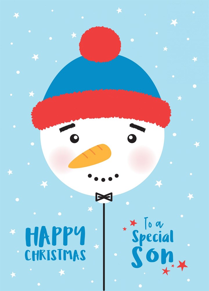 Snowman Balloon Son Christmas Card