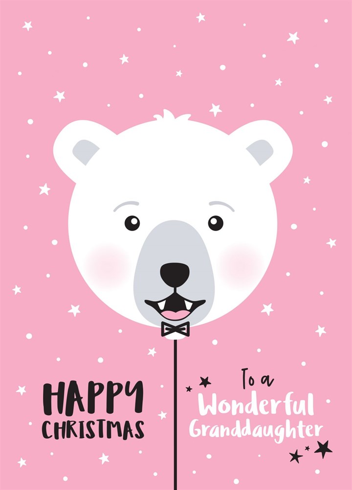 Polar Bear Balloon Granddaughter Christmas Card