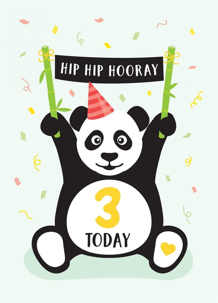 Panda 3rd Birthday Card