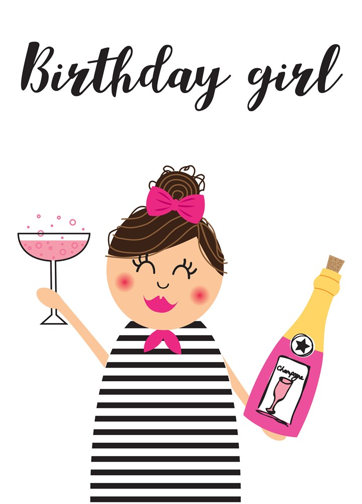 Birthday Girl With Bubbly Card