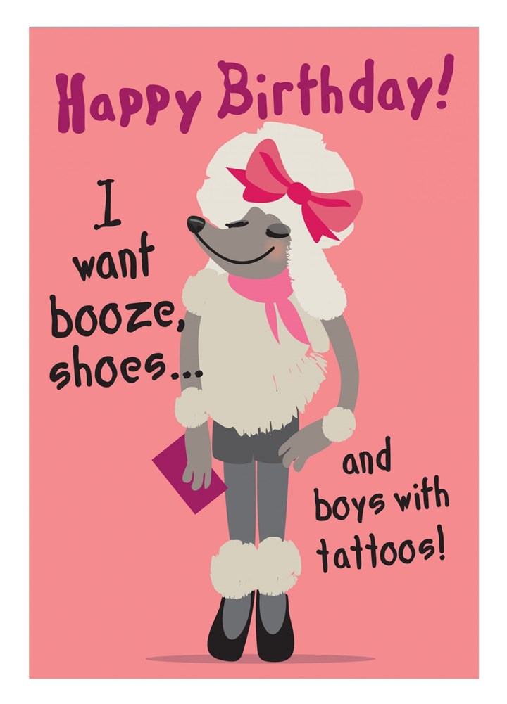 Booze, Shoes, Tattoos Card