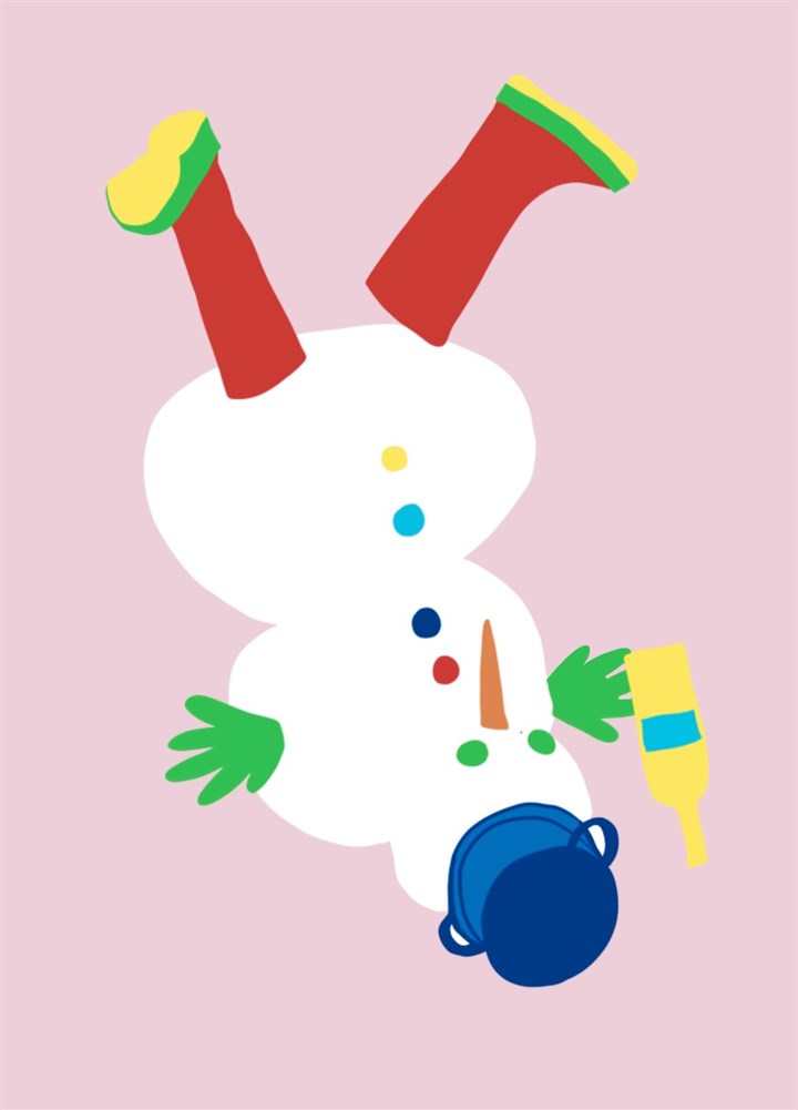 Drunk Snowman In The Snow Card