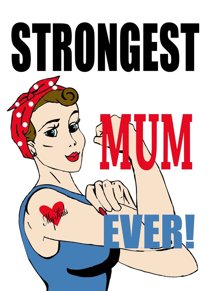 Strongest Mum Ever Retro Mother's Strength Card