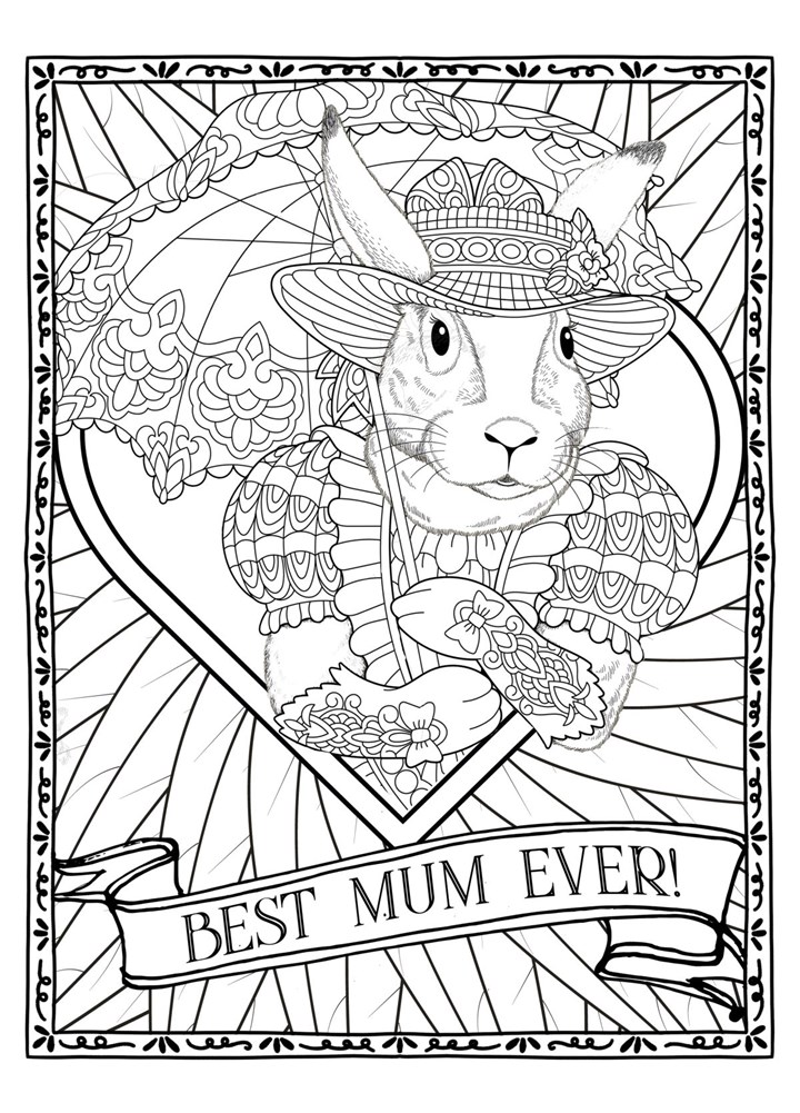 Best Mum Ever Cute Fantasy Rabbit With Umbrella