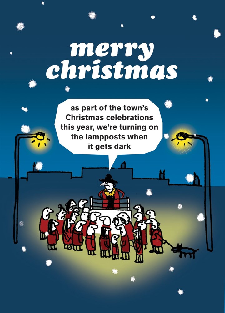 Turning On The Christmas Lampposts Card