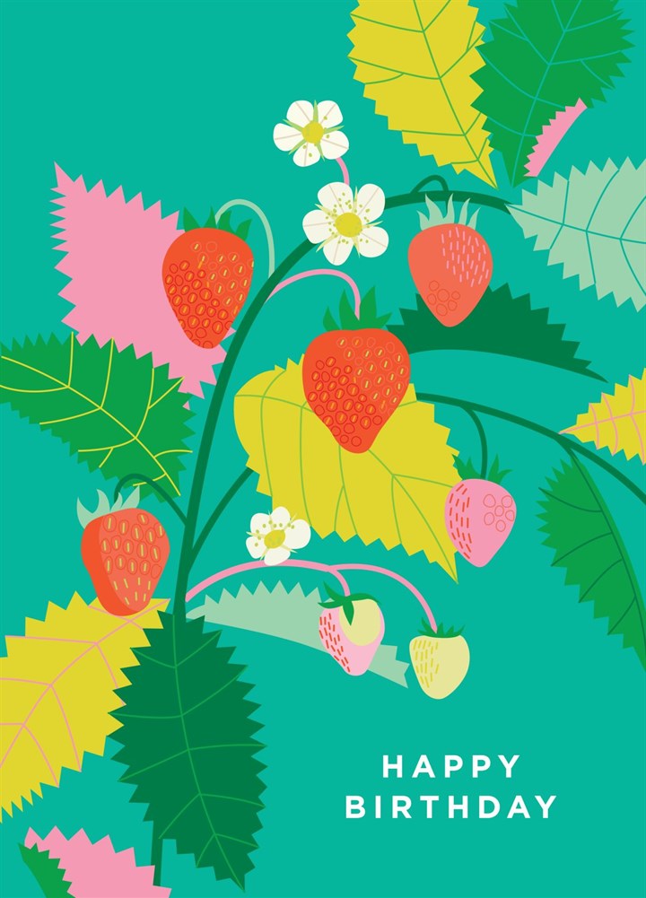 Pretty Strawberry Birthday Card