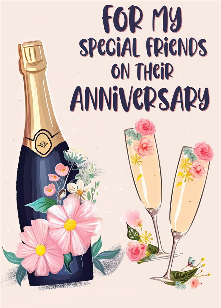 Cute Champagne Anniversary Card
